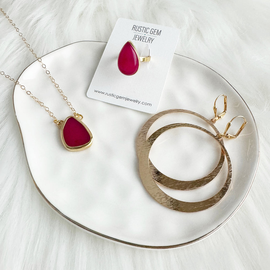 Fuchsia Lovers Set in Gold