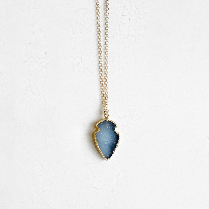 Druzy Shield Necklace in 14k Gold Filled
