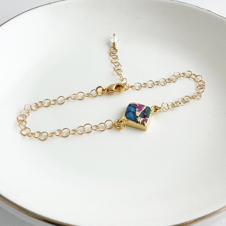 Pink Oyster Turquiose Chain Bracelet