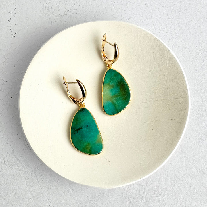 Elegant Gemstone Drop Earrings in 18k Gold Plating