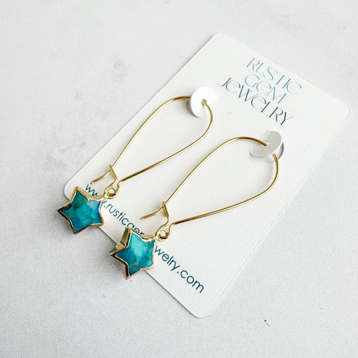 Turquoise Star Drop Earrings in Gold