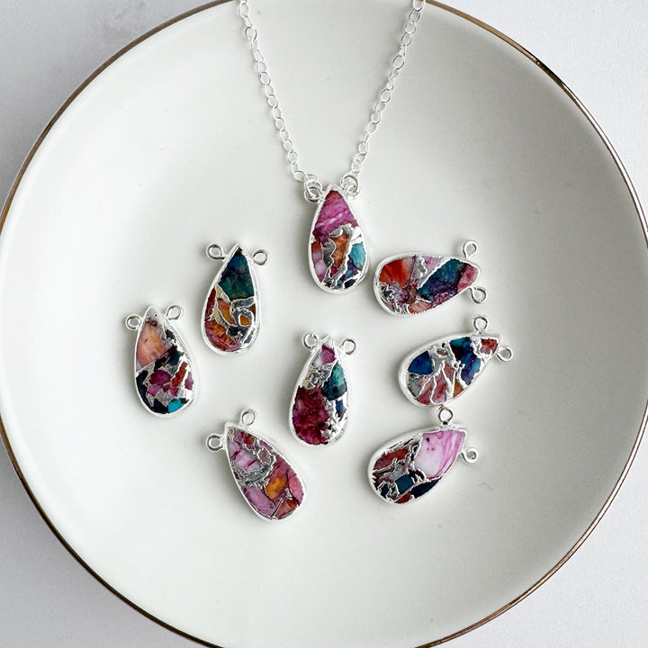 Pink Oyster Turquoise Teardrop Necklace