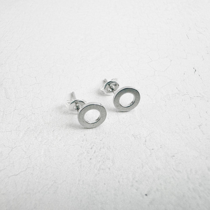 Open Circle Stud Earrings in Silver