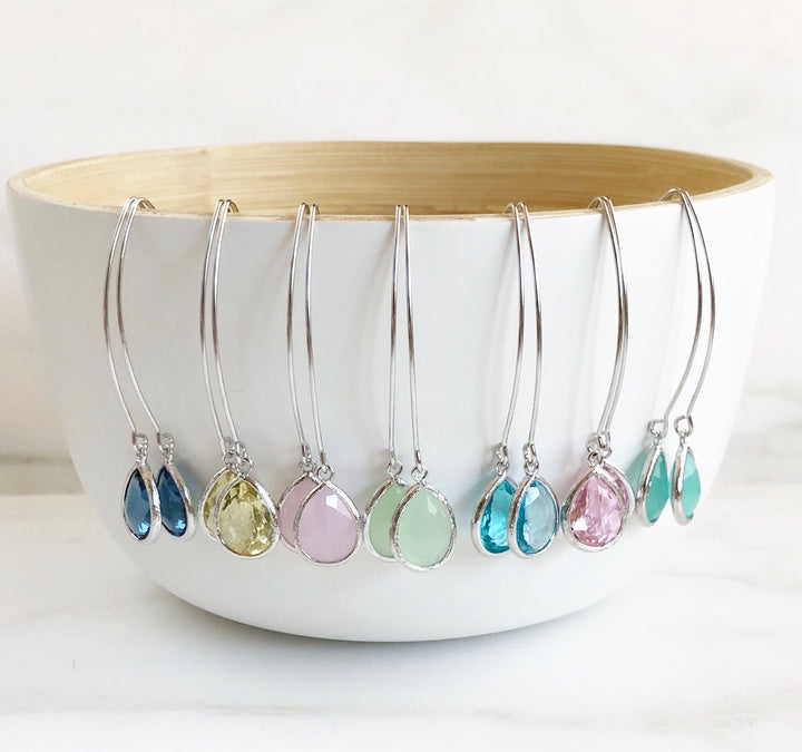 Silver Bridesmaid Earrings. Bridal Earrings. Dangle Drop Earrings