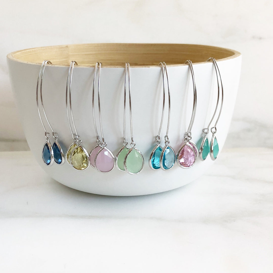 Silver Bridesmaid Earrings. Bridal Earrings. Dangle Drop Earrings