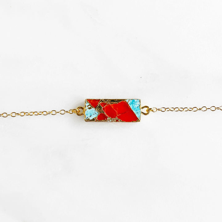 Mojave Turquoise Rectangle Chain Bracelet in Gold