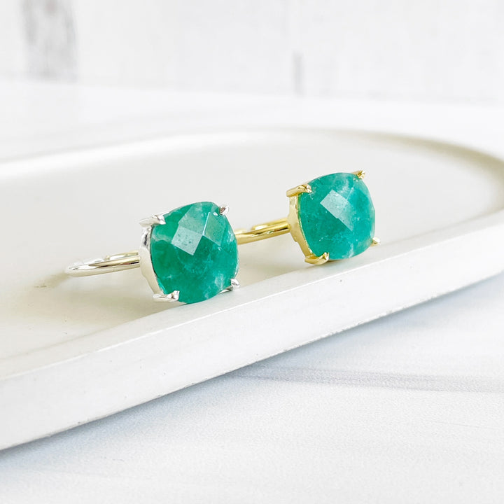 Dyed Emerald Gemstone Ring Prong Setting in Silver or Gold