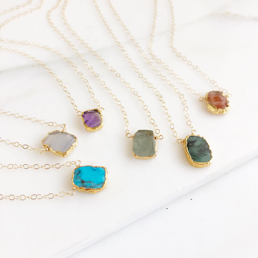 Delicate Gemstone Slice Necklace in Gold