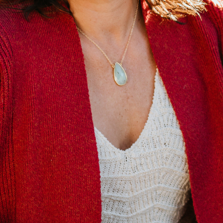 Chalcedony Teardrop Gemstone Necklace
