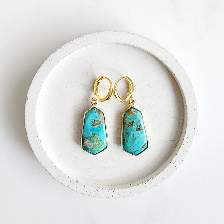 Kite Shaped Gemstone Hoop Earrings in Gold