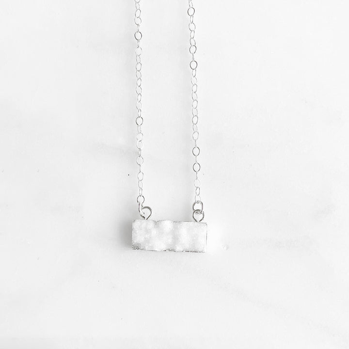 Small Druzy Bar Necklace in Sterling Silver