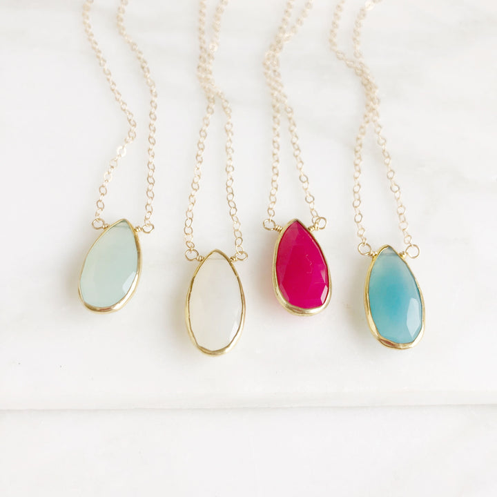 Chalcedony Teardrop Gemstone Necklace