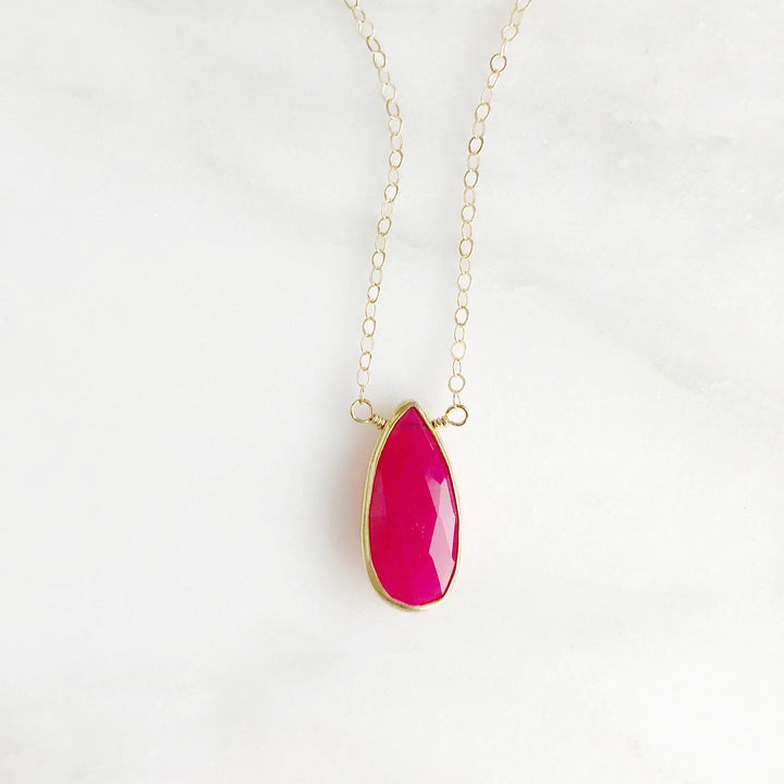 Chalcedony Teardrop Gemstone Necklace