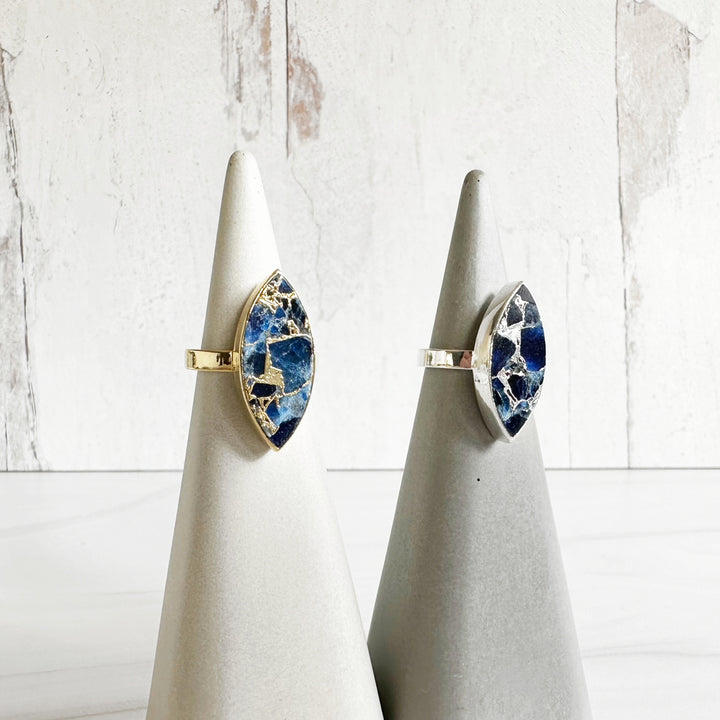 Sapphire Mojave Marquise Statement Ring in in Gold and Silver