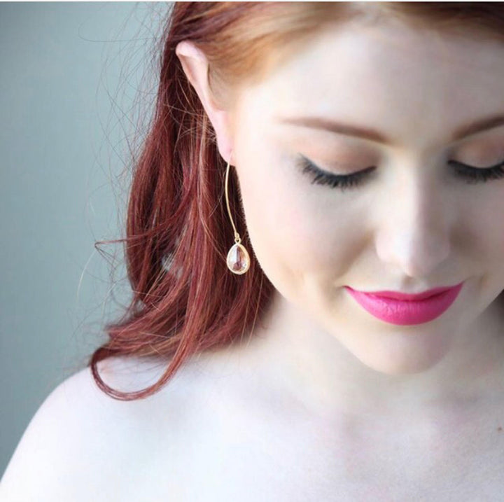 Champagne Glass Drop Earrings in Rose Gold