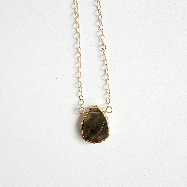 Gemstone Slice Layering Necklaces in Gold