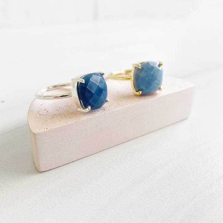 Blue Opal Gemstone Ring Prong Setting in Silver or Gold