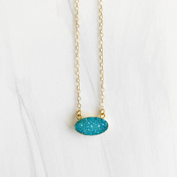 Colorful Oval Druzy Necklace in Gold