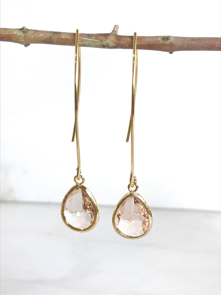 Gold Champagne Drop Earrings. Bridesmaid Gift. Drop Earrings