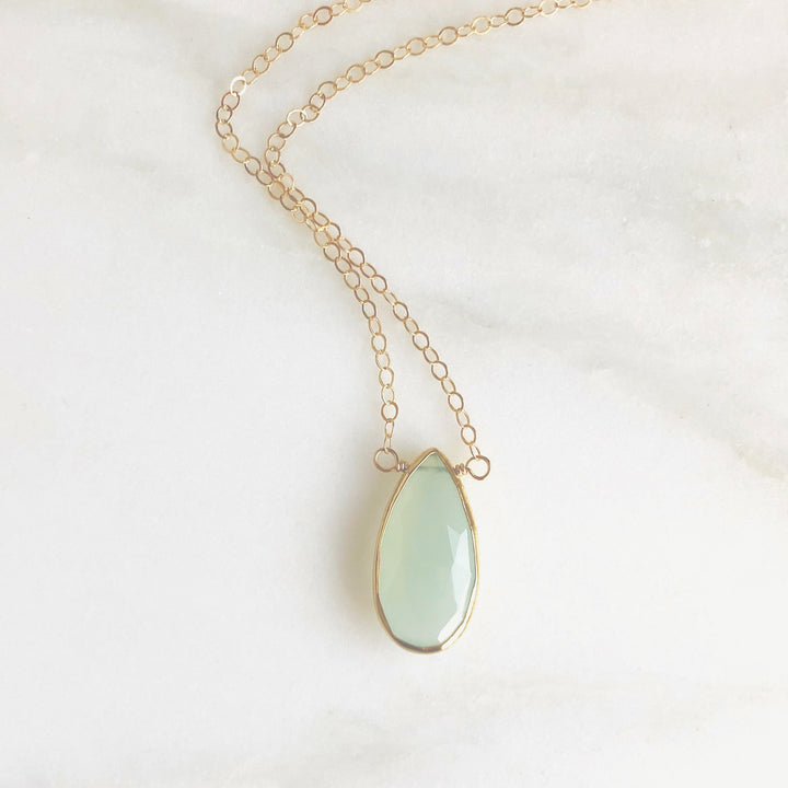 Chalcedony Teardrop Gemstone Necklace