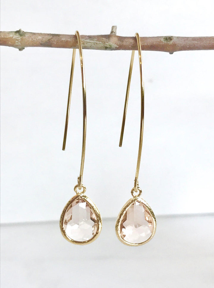 Gold Champagne Drop Earrings. Bridesmaid Gift. Drop Earrings