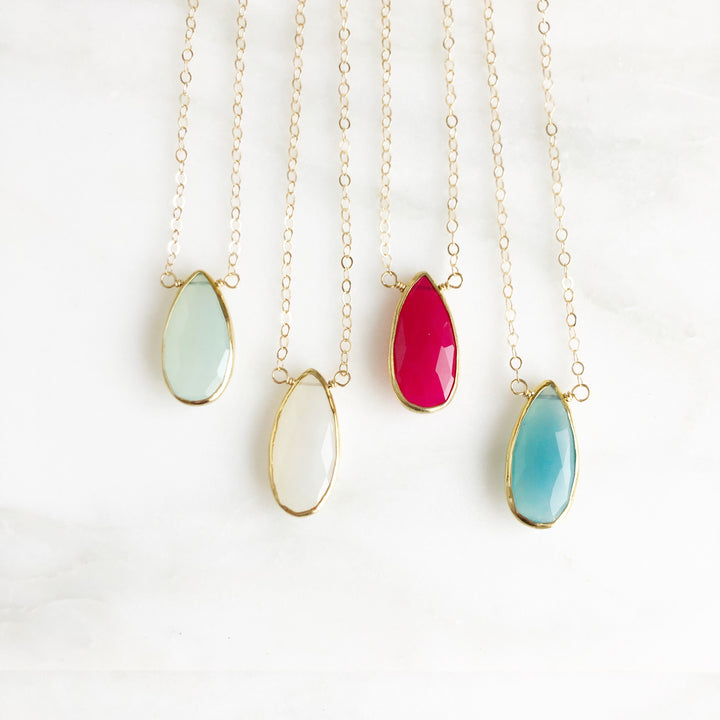 Chalcedony Teardrop Gemstone Necklace