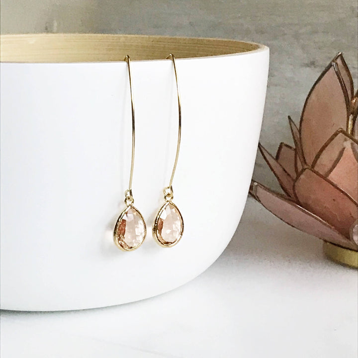 Gold Champagne Drop Earrings. Bridesmaid Gift. Drop Earrings