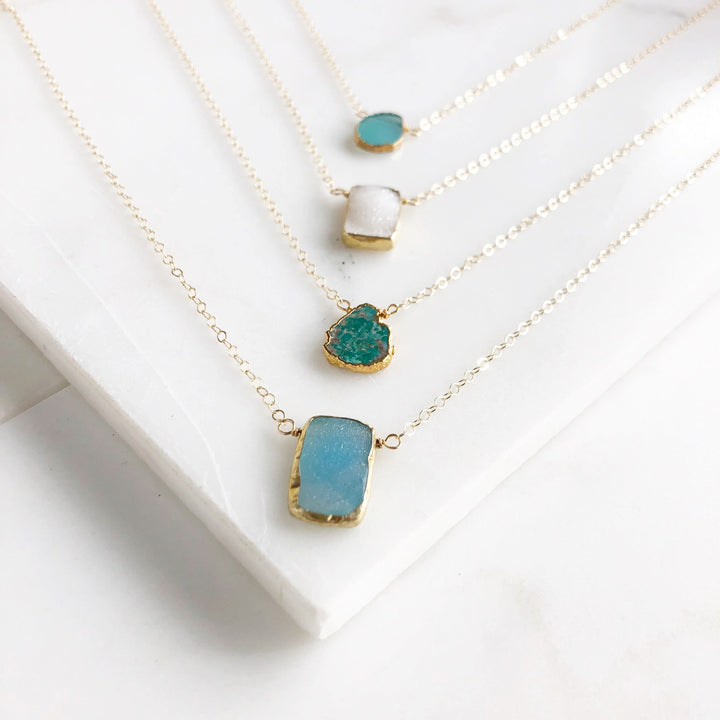Simple Gemstone Necklaces in Gold. Dainty Necklace. Layering Necklace. Jewelry. Valentines Day Gift.