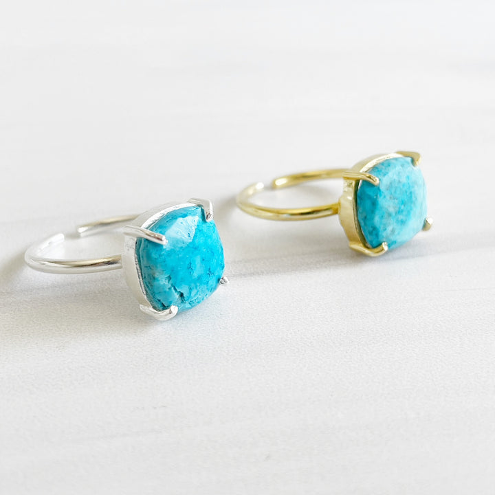 Turquoise Gemstone Ring Prong Setting in Silver or Gold