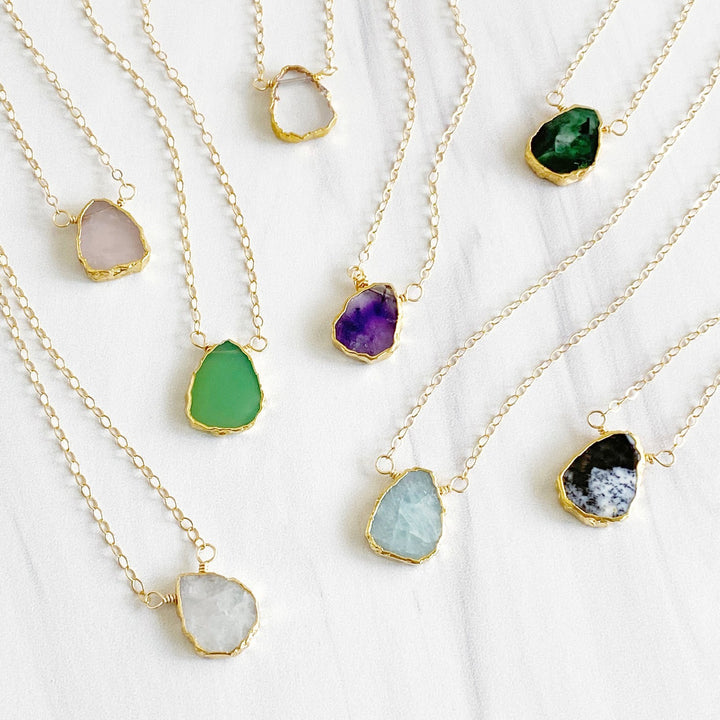 Dainty Gemstone Slice Necklace in Gold