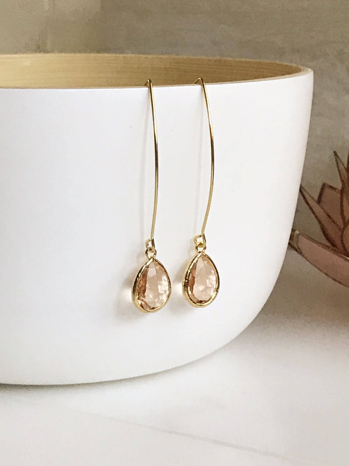 Gold Champagne Drop Earrings. Bridesmaid Gift. Drop Earrings