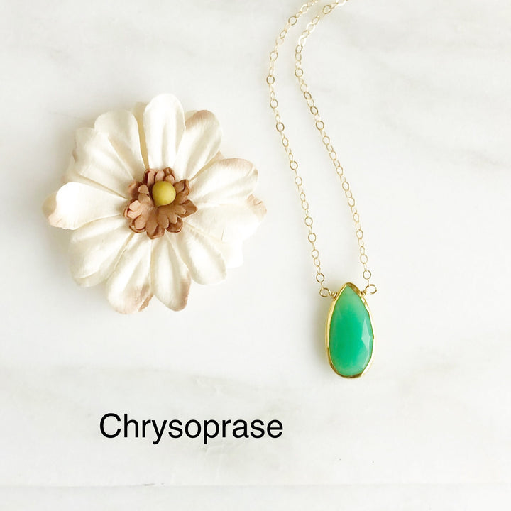 Teardrop Gemstone Necklace. Natural Jewelry. Choose Stone