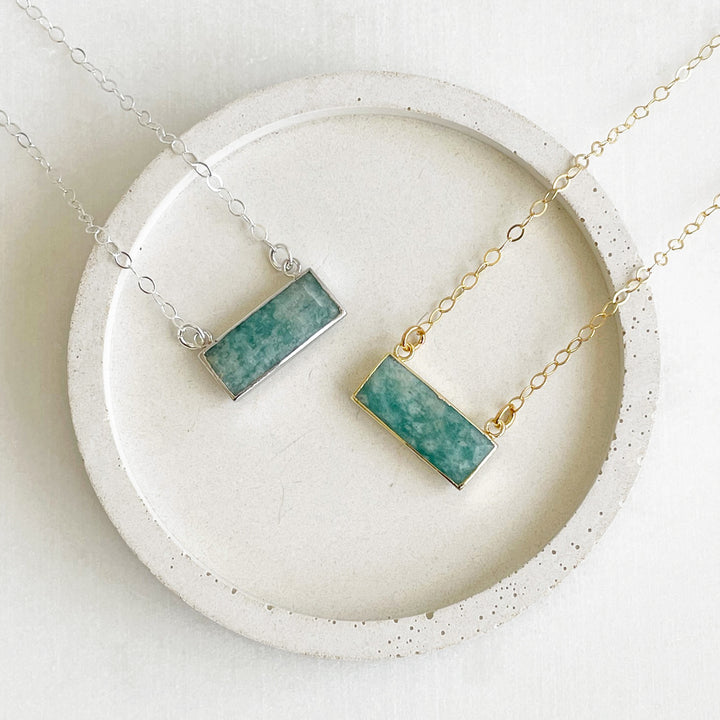 Small Amazonite Bar Necklaces in Sterling Silver or 14k Gold Filled