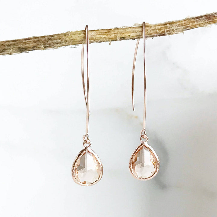 Champagne Glass Drop Earrings in Rose Gold