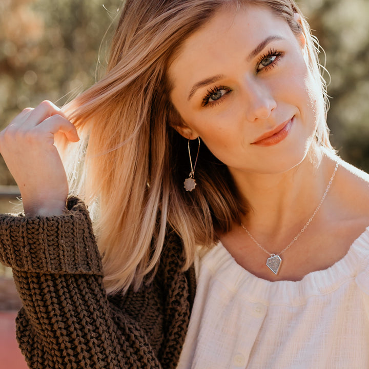 Grey White Druzy Drop Earrings in Silver and Gold
