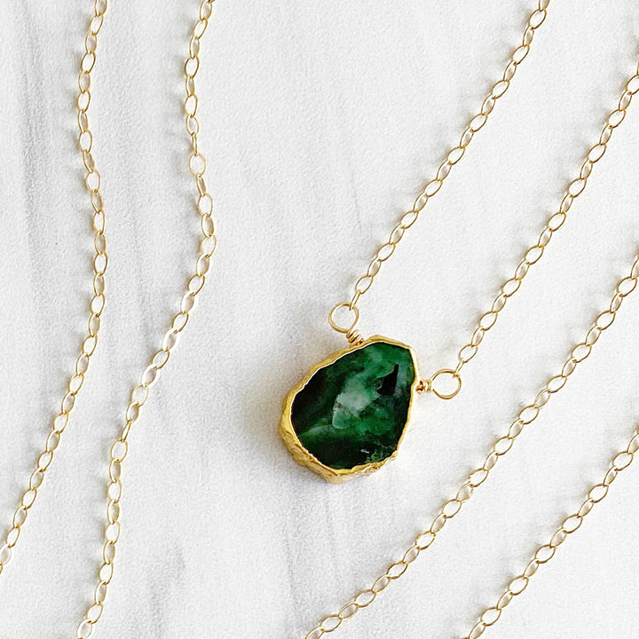 Dainty Gemstone Slice Necklace in Gold