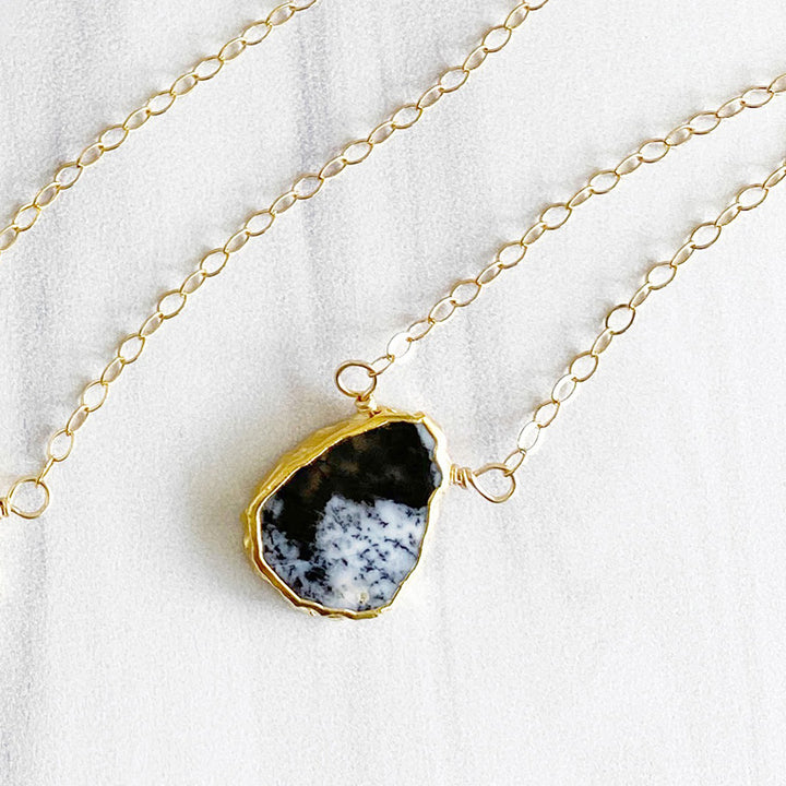 Dainty Gemstone Slice Necklace in Gold