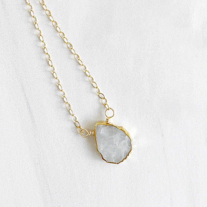 Dainty Gemstone Slice Necklace in Gold