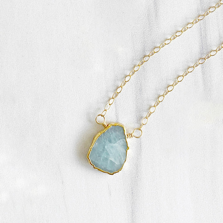 Dainty Gemstone Slice Necklace in Gold