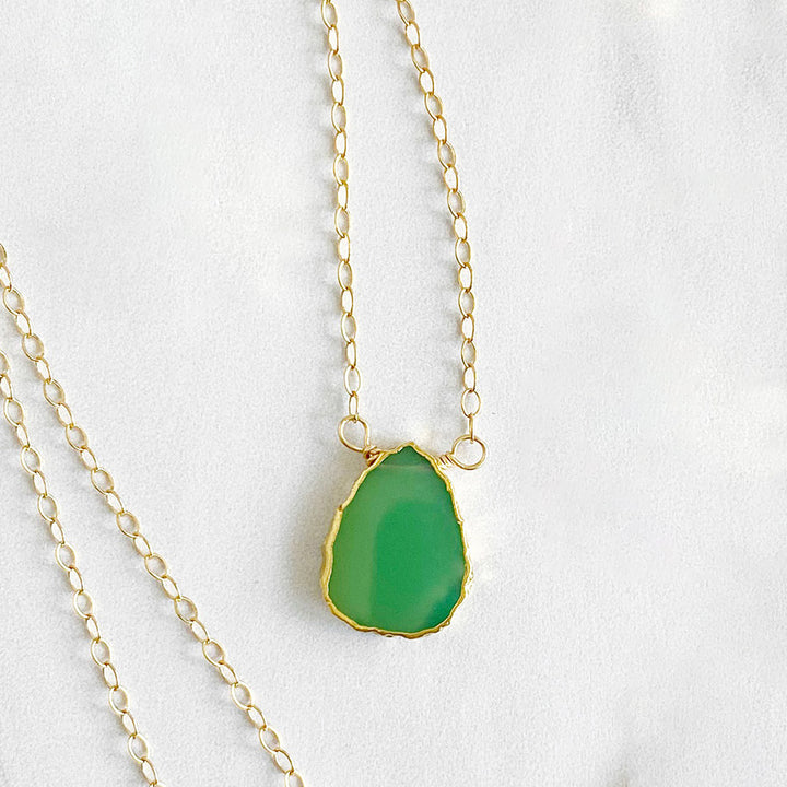 Dainty Gemstone Slice Necklace in Gold