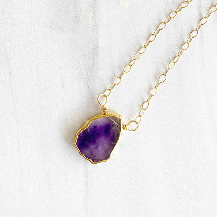 Dainty Gemstone Slice Necklace in Gold
