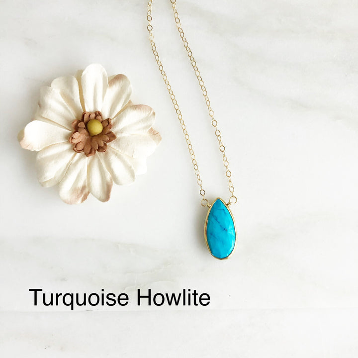 Teardrop Gemstone Necklace. Natural Jewelry. Choose Stone