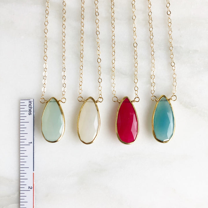 Chalcedony Teardrop Gemstone Necklace