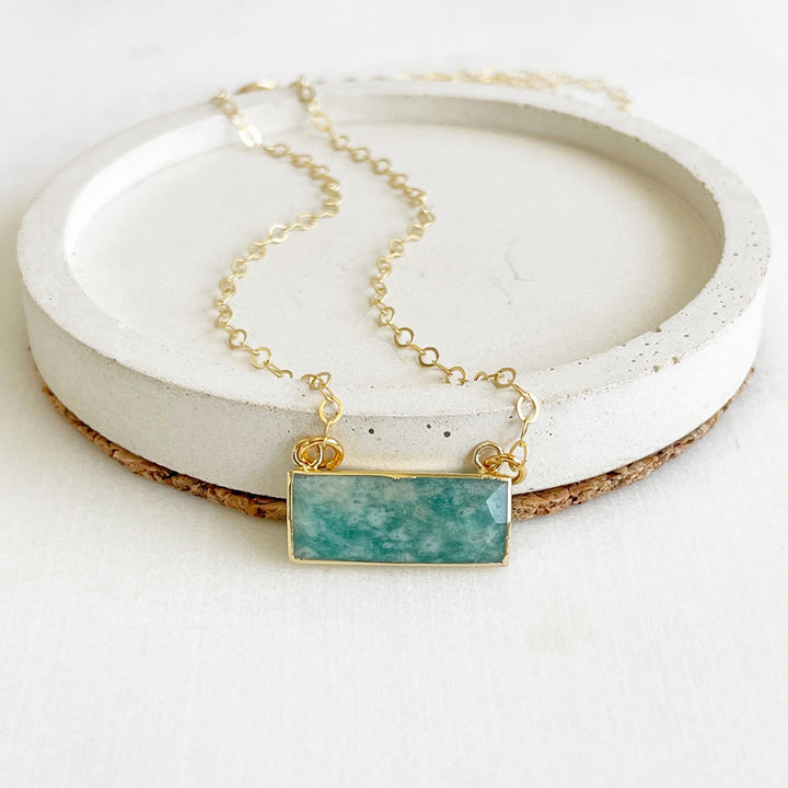 Small Amazonite Bar Necklaces in Sterling Silver or 14k Gold Filled