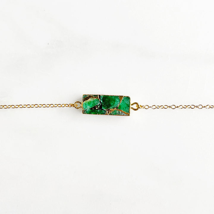Mojave Turquoise Rectangle Chain Bracelet in Gold