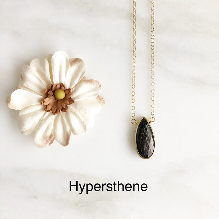 Teardrop Gemstone Necklace. Natural Jewelry. Choose Stone