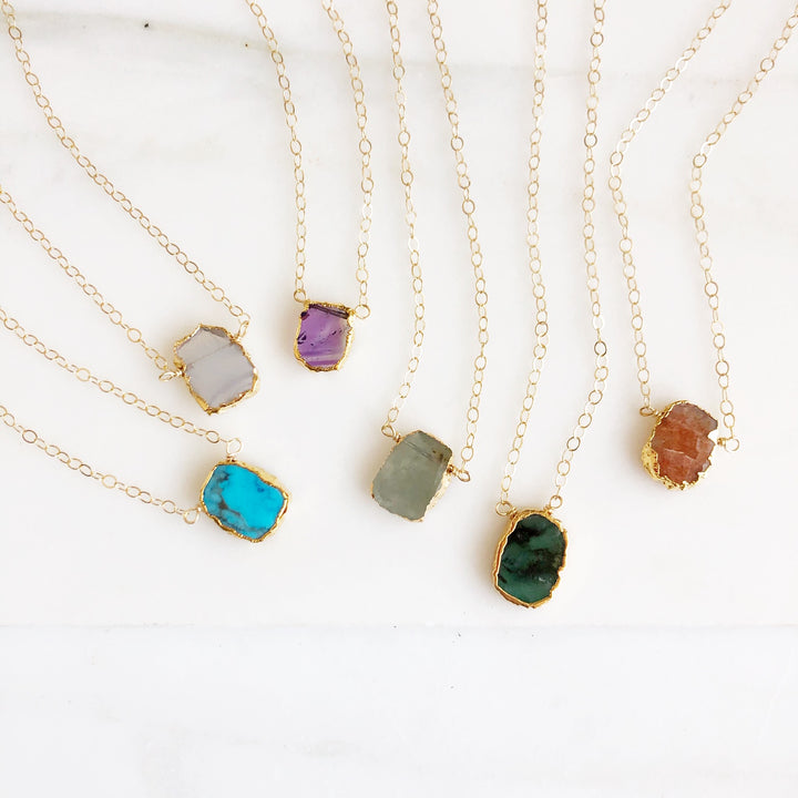 Delicate Gemstone Slice Necklace in Gold