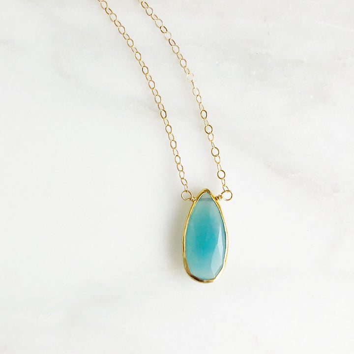 Chalcedony Teardrop Gemstone Necklace