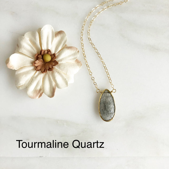 Teardrop Gemstone Necklace. Natural Jewelry. Choose Stone