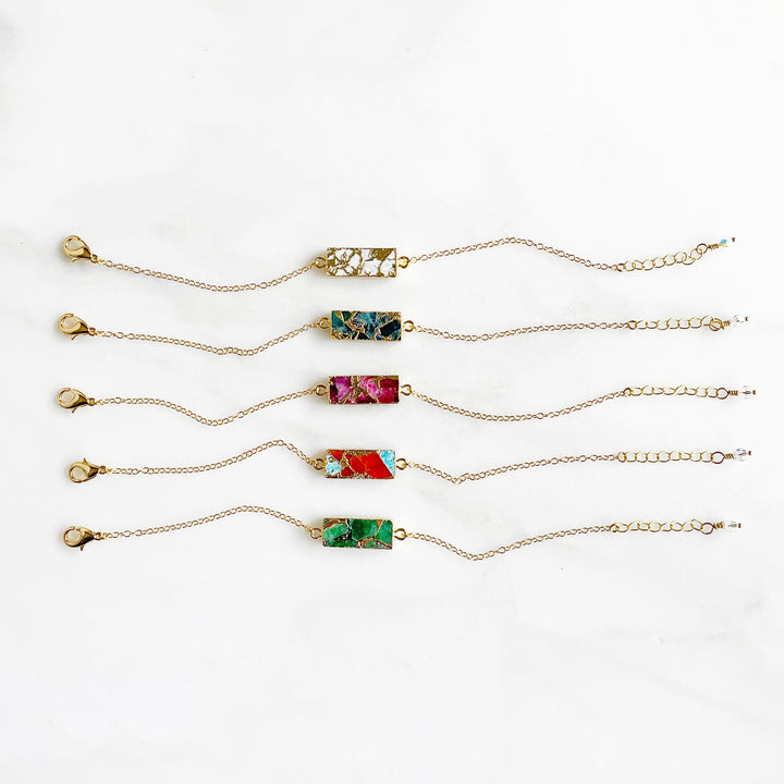 Mojave Turquoise Rectangle Chain Bracelet in Gold